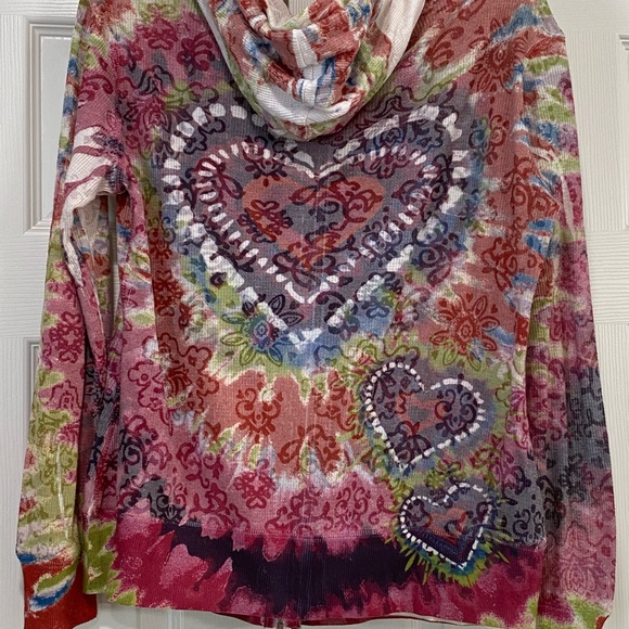 Eyeshadow Jacket with a hoodie. Multi Color, Tie-Dyed Size~Large - Picture 3 of 3